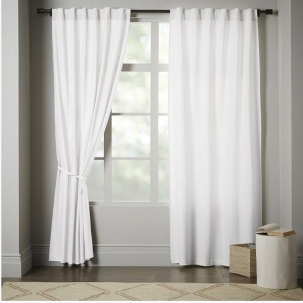 West elm blackout cotton canvas curtain white